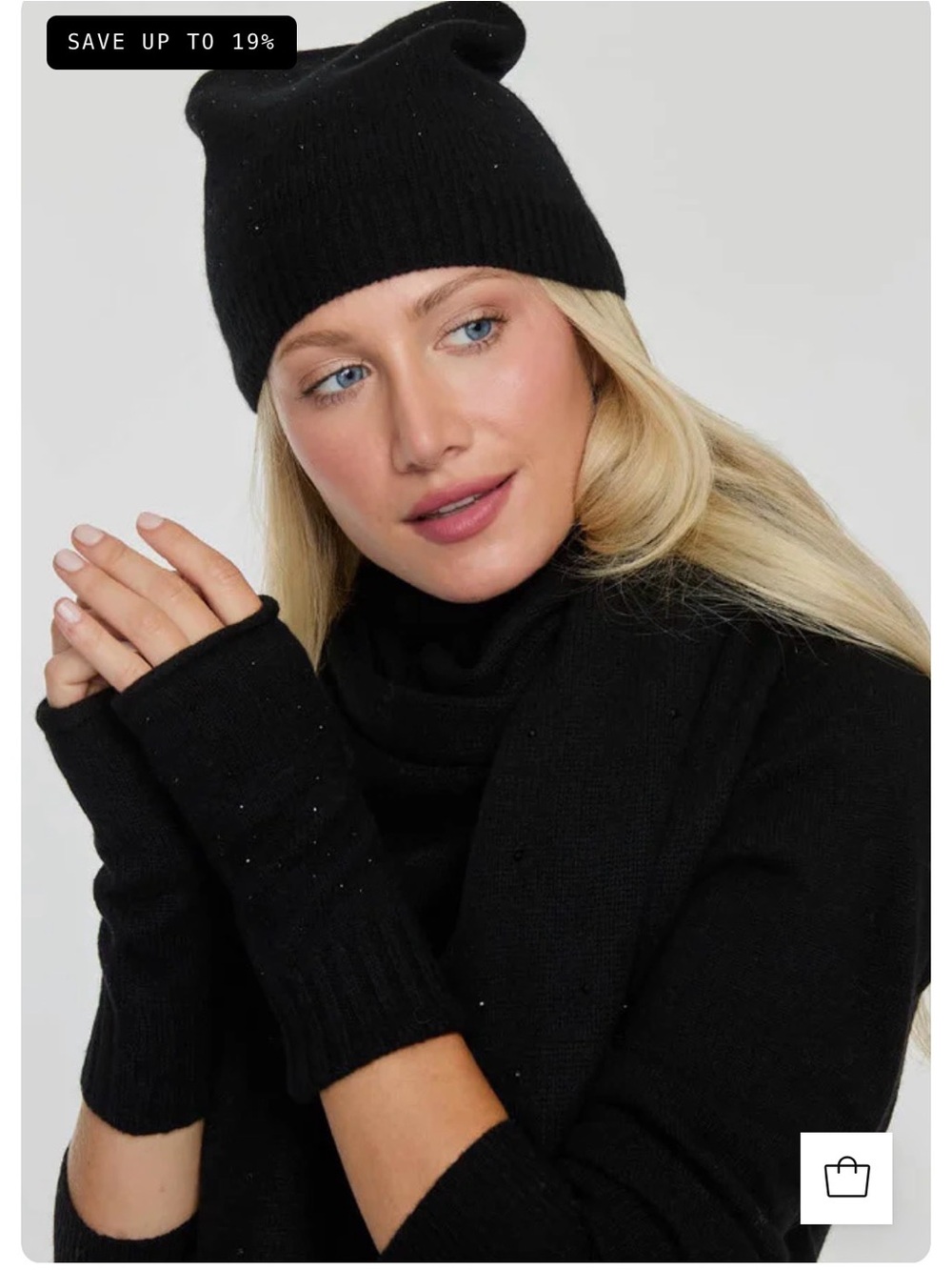 Cashmere Project Black Cashmere Rhinestone fingerless gloves